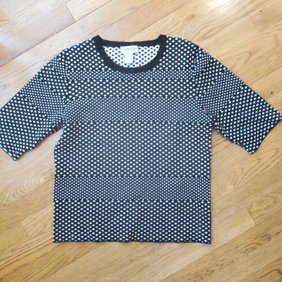 Carmen Marc Valvo Womens knit black and white pullover top (size M, runs small). - Picture 7 of 15